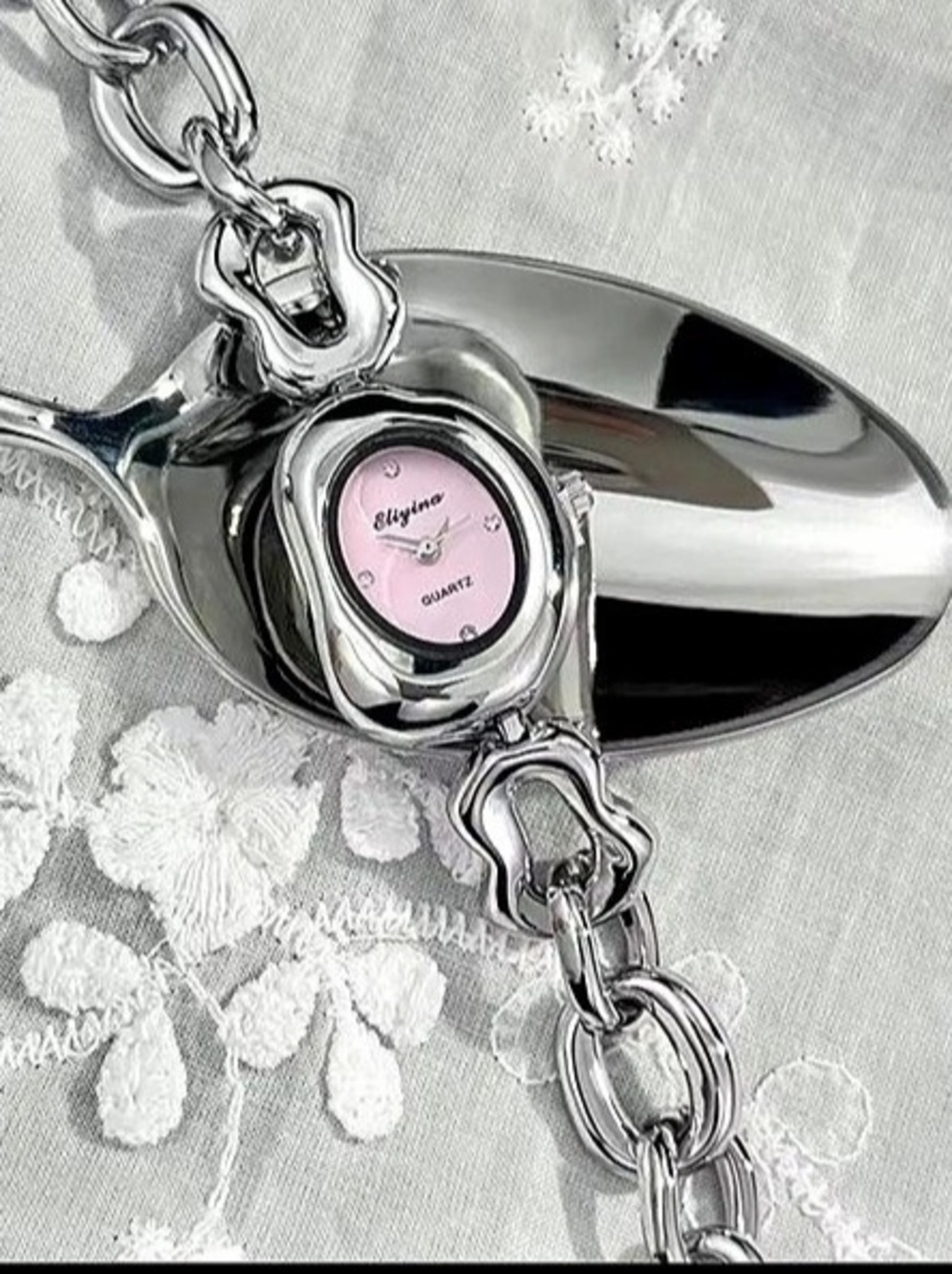 New Eliyina Silver-Tone Charm Bracelet Watch